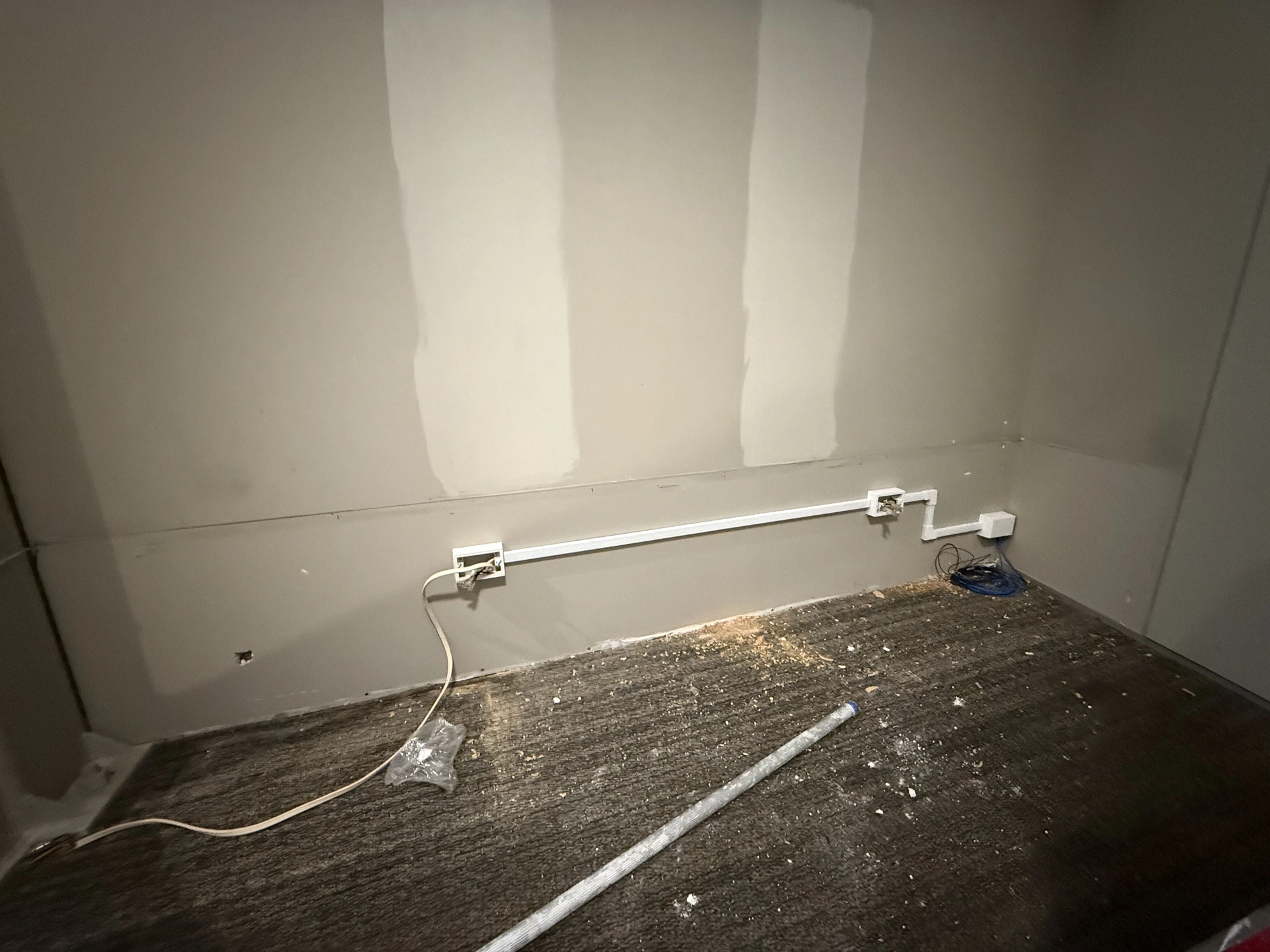 Before stage room surfaces ready for preparation and painting